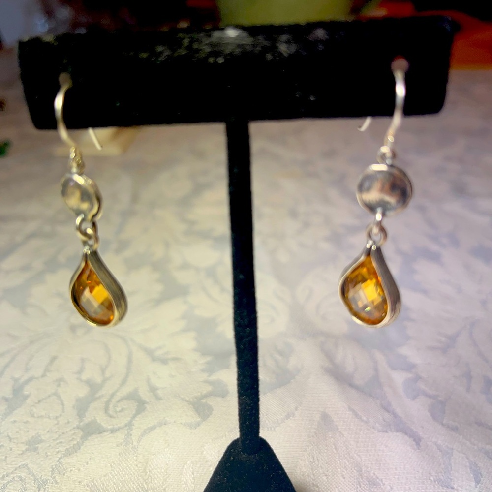 Elegant Sterling Silver and Citrine Drop Earrings